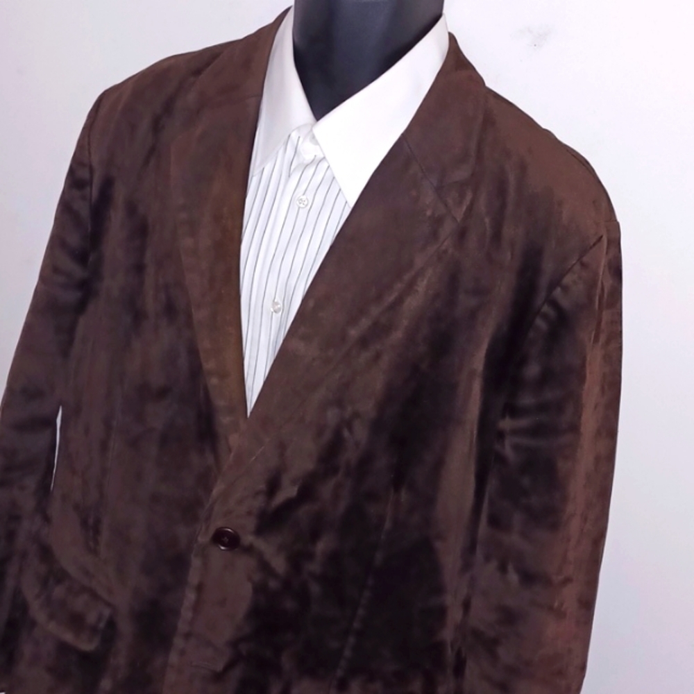 INC International Concepts Chocolate Faux Suede Leather Blazer, XL